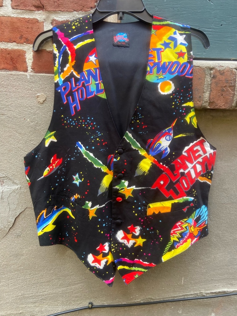 Planet Hollywood Vintage Space Graphic Vest with Bold Multicolor Print